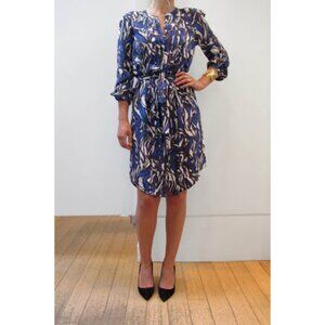 Isabel Marant "Sage" Printed Silk Shirtdress in Blue, size 36 (fits US size 2)